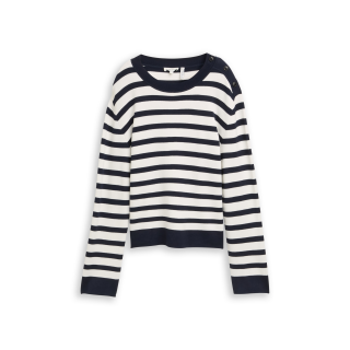 TOM TAILOR WOMAN Sweat white blue stripe
