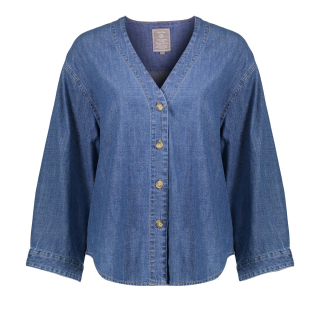 GEISHA Bluse mid blue denim