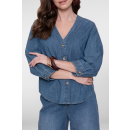 GEISHA Bluse mid blue denim