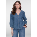 GEISHA Bluse mid blue denim
