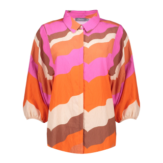 GEISHA Bluse ecru/brown/cassis