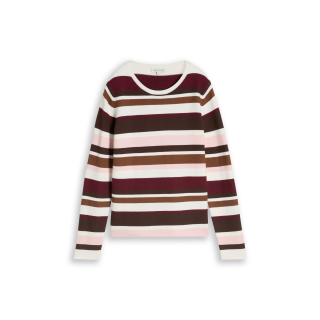 TOM TAILOR WOMEN Pullover camel brown red stripe