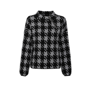 MONARI Pullover grau schwarz mit Hahnentritt Karo