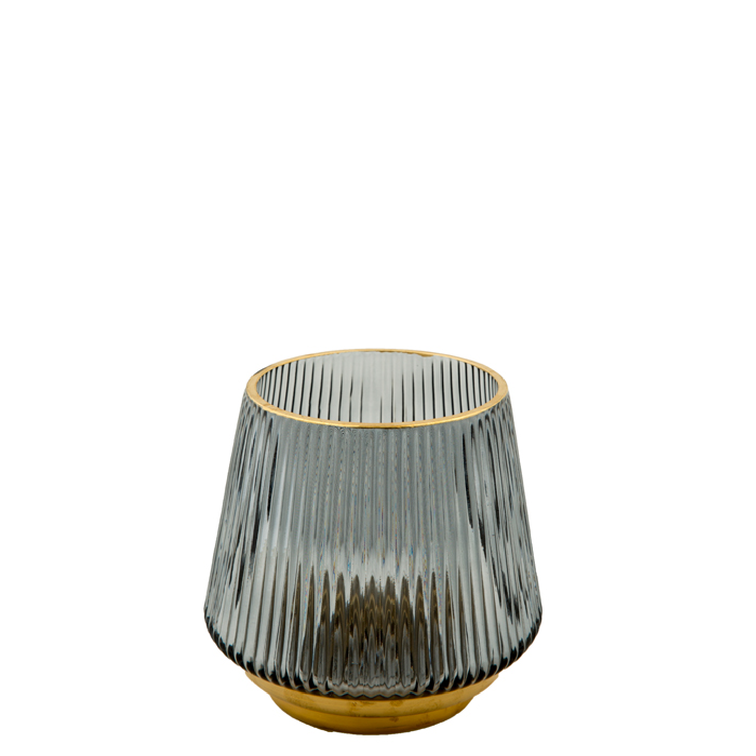 MRS BLOOM Vase/Kerzenglas klein blue grey gold