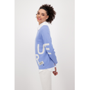 MONARI Pullover mit großen Buchstaben aqua blue
