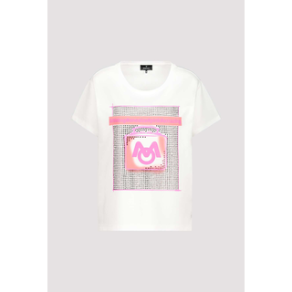 MONARI T-Shirt  mit Print und Strasssteinen offwhite