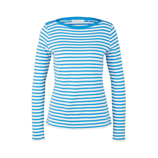 TOM TAILOR DENIM Shirt mit U-Boot-Ausschnitt white mid blue stripe