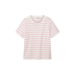 TOM TAILOR T-Shirt offwhite pink stripe