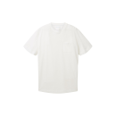 TOM TAILOR T-Shirt mit Brusttasche und Streifenstruktur offwhite