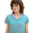 TOM TAILOR T-Shirt mit Stickerei petrol stripe