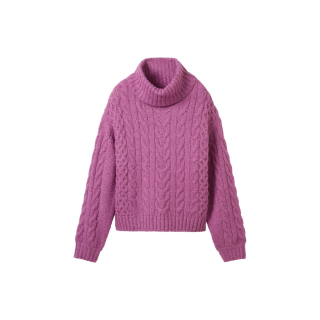 TOM TAILOR Pullover mit Zopfmuster mauvy nep yarn