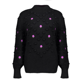 GEISHA Pullover Pull dot & flower  black purple